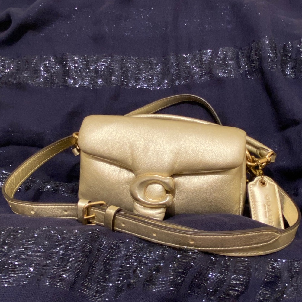 Coach Metallic Gold Pillow Tabby